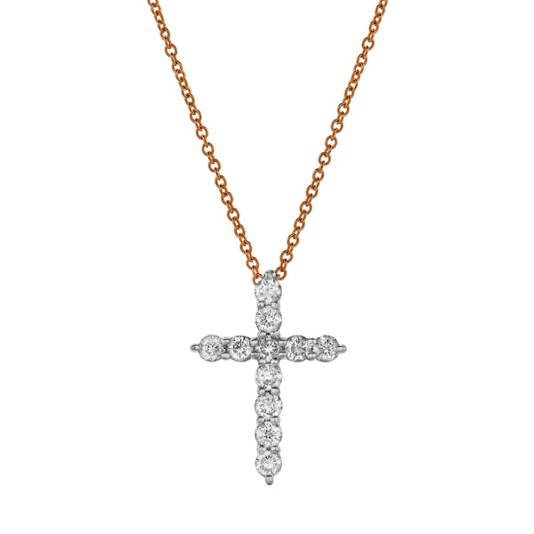LuvMyJewelry Divine 10K Rose Gold Cross Diamond Pendant - 0.25 Ctw