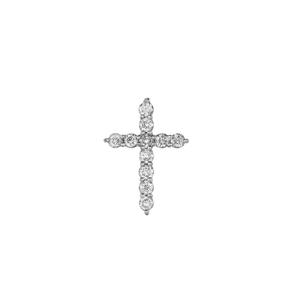 LuvMyJewelry Divine 10K White Gold Cross Diamond Pendant - 0.25 Ctw