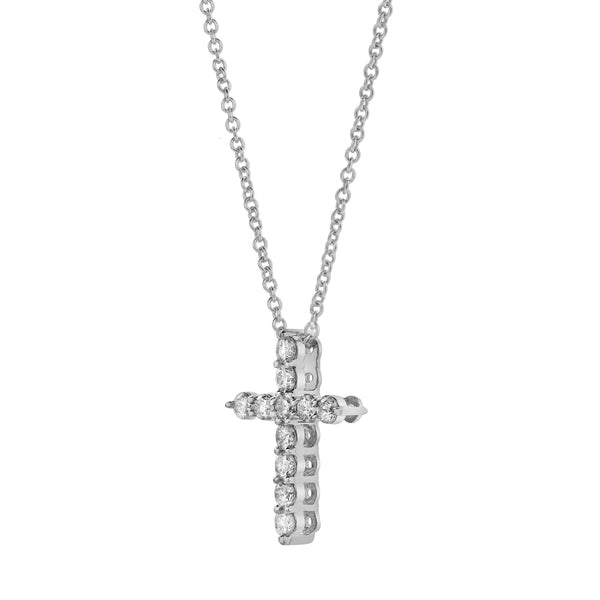 LuvMyJewelry Divine 10K White Gold Cross Diamond Pendant - 0.25 Ctw