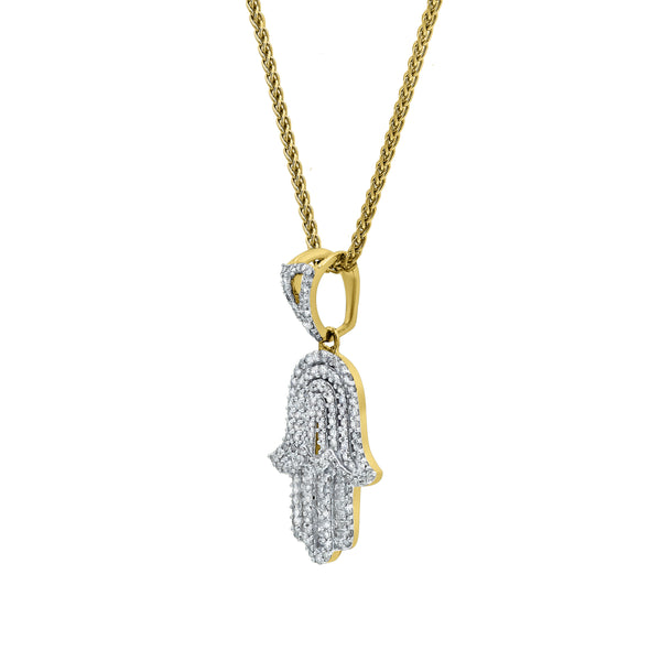 LuvMyJewelry Divine Hamsa Charm Diamond 0.96 (ct. Wt.) 14K Yellow Gold Pendant