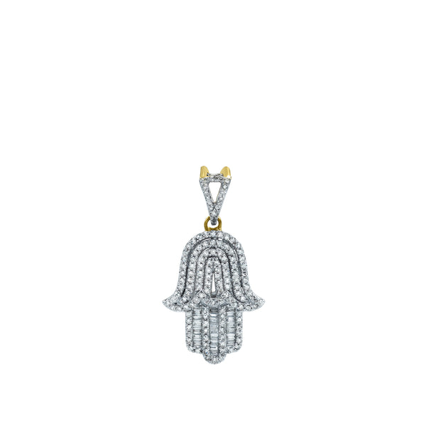 LuvMyJewelry Divine Hamsa Charm Diamond 0.96 (ct. Wt.) 14K Yellow Gold Pendant