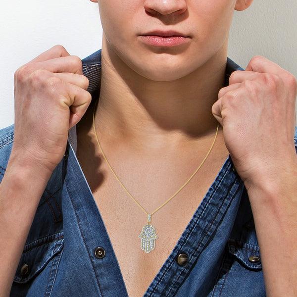 LuvMyJewelry Divine Hamsa Diamond 0.98 (ct. Wt.) 14K Yellow Gold Pendant