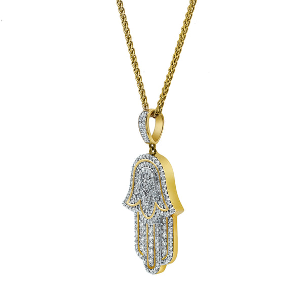 LuvMyJewelry Divine Hamsa Diamond 0.98 (ct. Wt.) 14K Yellow Gold Pendant