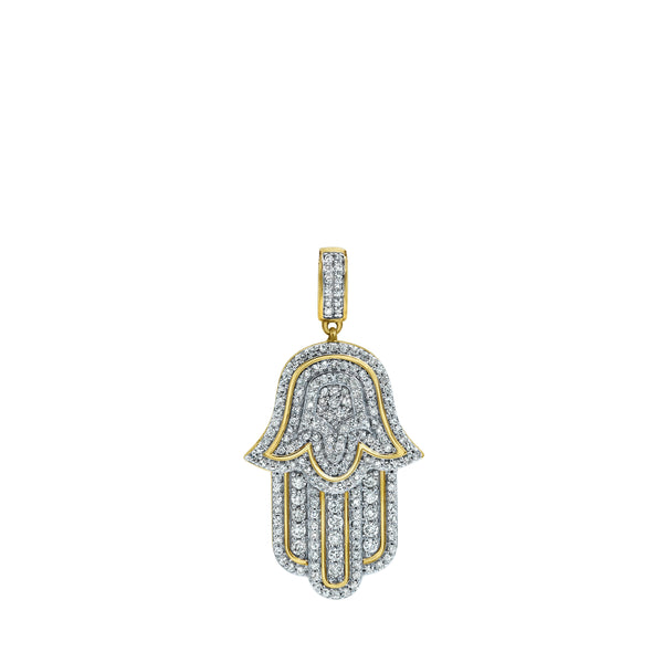 LuvMyJewelry Divine Hamsa Diamond 0.98 (ct. Wt.) 14K Yellow Gold Pendant