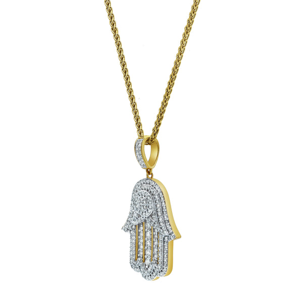 LuvMyJewelry Divine Hamsa Palm Diamond 1.02 (ct. Wt.) 14K Yellow Gold Pendant