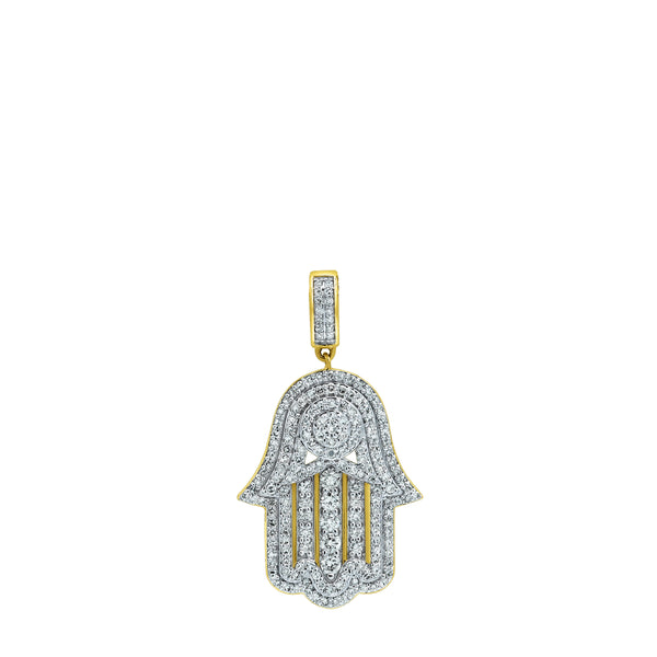 LuvMyJewelry Divine Hamsa Palm Diamond 1.02 (ct. Wt.) 14K Yellow Gold Pendant