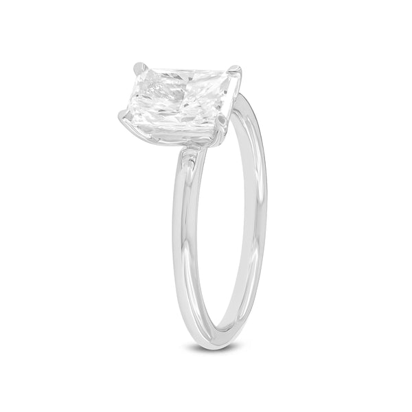 LuvMyJewelry Dora 14K White Gold Radiant Cut Lab Grown Solitaire Diamond Ring - 1.5 Ct
