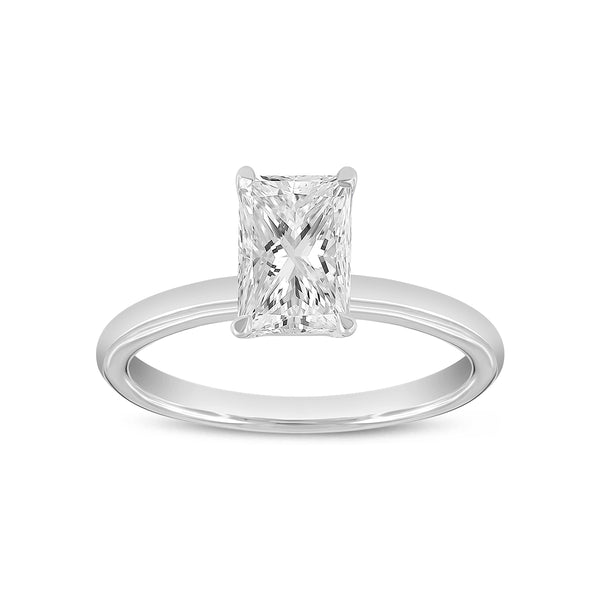 LuvMyJewelry Dora 14K White Gold Radiant Cut Lab Grown Solitaire Diamond Ring - 1.5 Ct