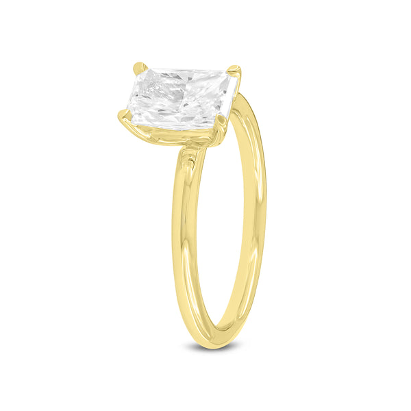LuvMyJewelry Dora 14K Yellow Gold Radiant Cut Lab Grown Solitaire Diamond Ring - 1.5 Ct
