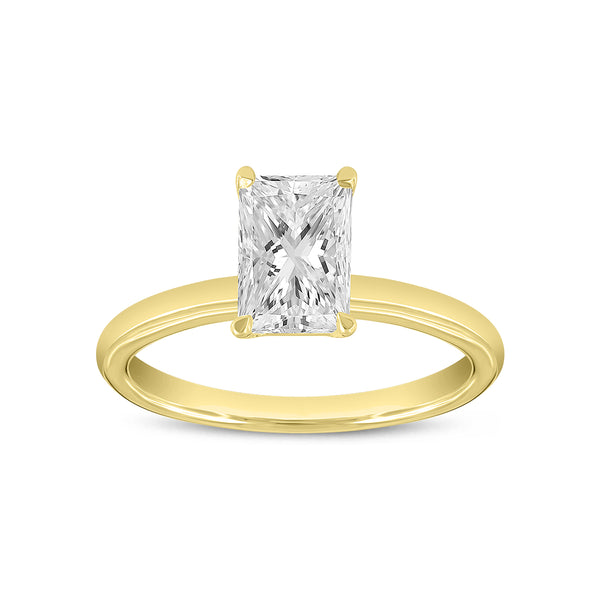 LuvMyJewelry Dora 14K Yellow Gold Radiant Cut Lab Grown Solitaire Diamond Ring - 1.5 Ct