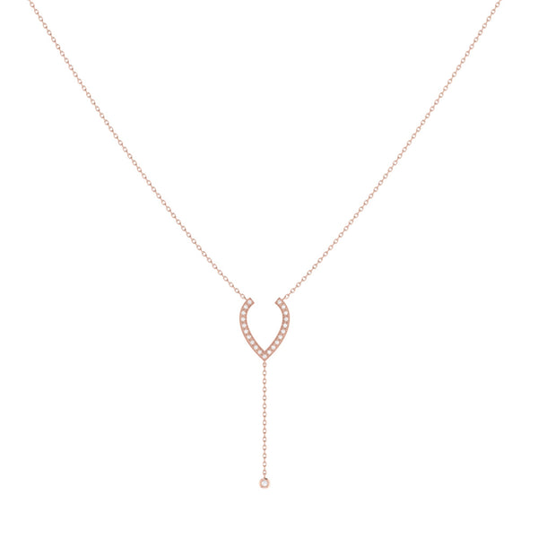 LuvMyJewelry Drizzle Drip Teardrop Bolo Adjustable Diamond Lariat Necklace In 14K Rose Gold Vermeil On Sterling Silver