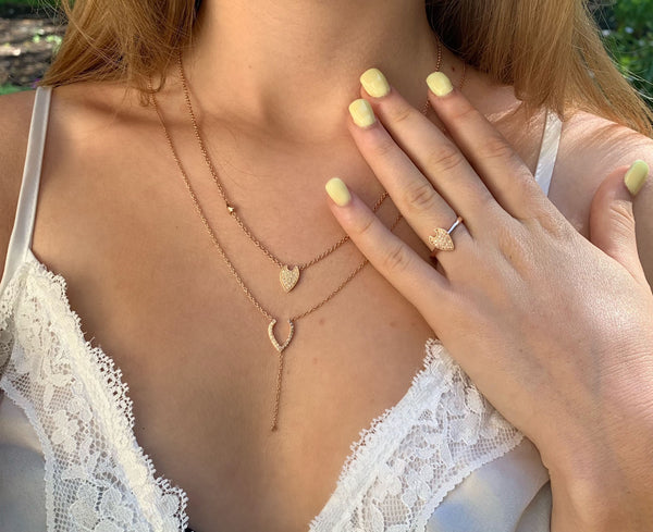 LuvMyJewelry Drizzle Drip Teardrop Bolo Adjustable Diamond Lariat Necklace In 14K Rose Gold Vermeil On Sterling Silver