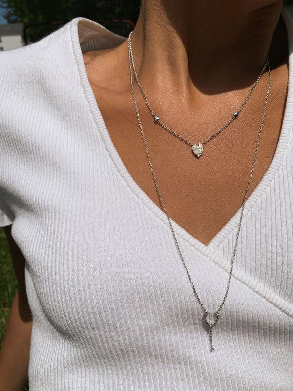 LuvMyJewelry Drizzle Drip Teardrop Bolo Adjustable Diamond Lariat Necklace In Sterling Silver