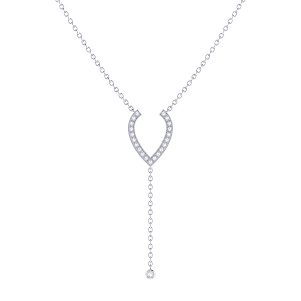 LuvMyJewelry Drizzle Drip Teardrop Bolo Adjustable Diamond Lariat Necklace in Sterling Silver