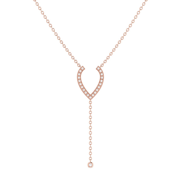LuvMyJewelry Drizzle Drip Teardrop Bolo Adjustable Diamond Lariat Necklace in 14K Rose Gold Vermeil on Sterling Silver