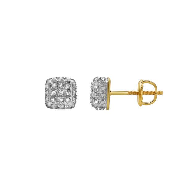 LuvMyJewelry Dune 10K Yellow Gold Cluster Diamond Unisex Earrings - 0.15 Cts