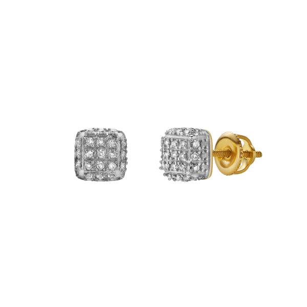 LuvMyJewelry Dune 10K Yellow Gold Cluster Diamond Unisex Earrings - 0.15 Cts