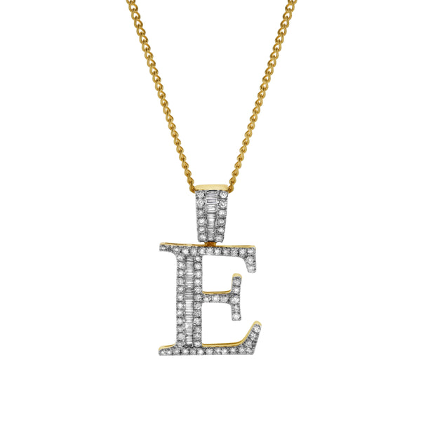 LuvMyJewelry E Initial Diamond Pendant 10K Yellow Gold - 0.6 Carats