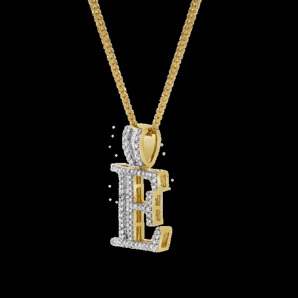 LuvMyJewelry E Initial Diamond Pendant 10K Yellow Gold - 0.6 Carats