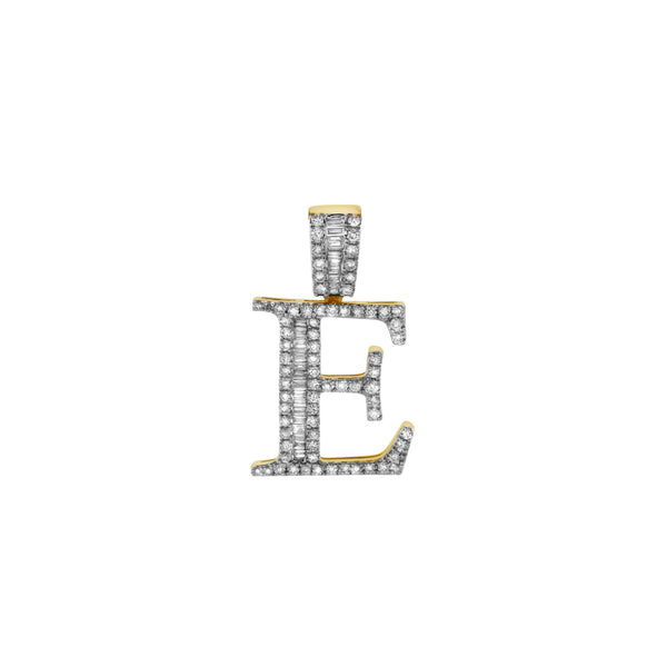 LuvMyJewelry E Initial Diamond Pendant 10K Yellow Gold - 0.6 Carats