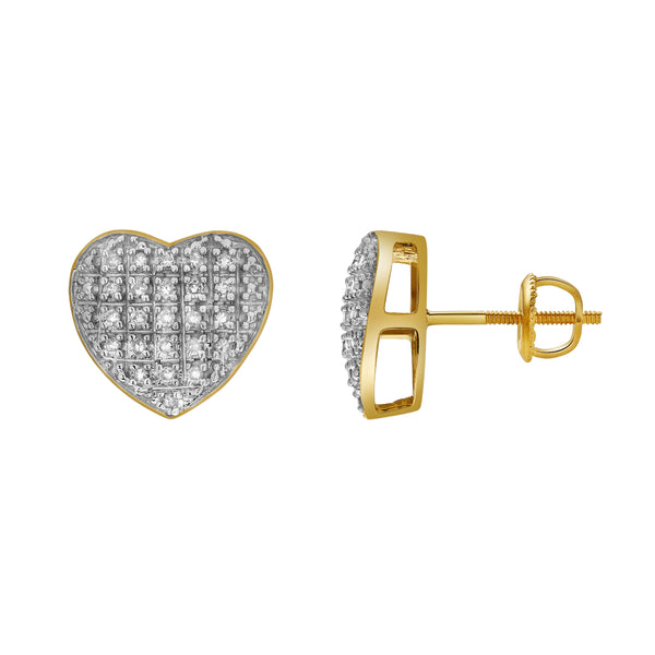 LuvMyJewelry Eden 10K Yellow Gold Cluster Diamond Unisex Earrings - 0.24 Cts
