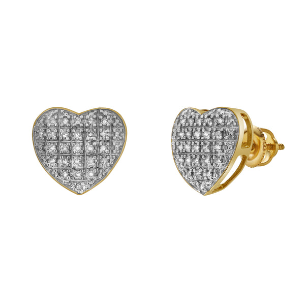 LuvMyJewelry Eden 10K Yellow Gold Cluster Diamond Unisex Earrings - 0.24 Cts