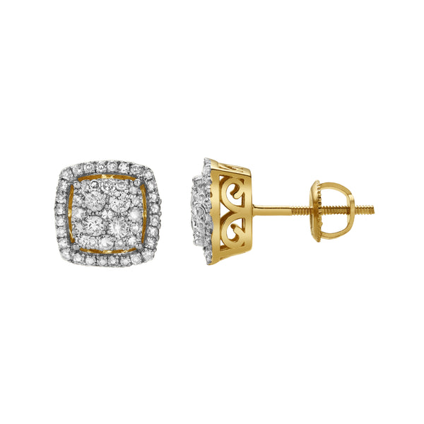 LuvMyJewelry Elantris 10K Yellow Gold Cluster Diamond Unisex Earrings - 0.48 Cts