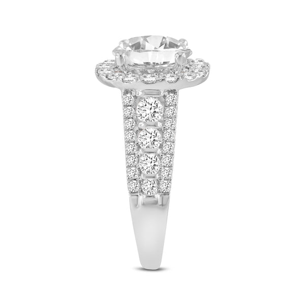 LuvMyJewelry Elara 14K White Gold Round Cut Lab Grown Diamond Halo Engagement Ring - 4.45 Ct