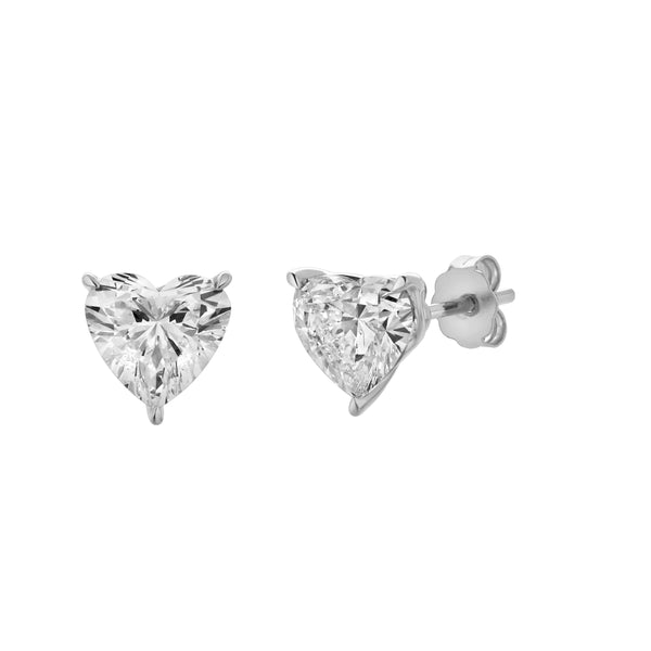 LuvMyJewelry Elaria 14K White Gold Lab Grown Heart Solitaire Diamond Earrings - 1.15 Cts
