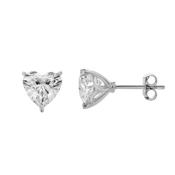 LuvMyJewelry Elaria 14K White Gold Lab Grown Heart Solitaire Diamond Earrings - 1.85 Cts