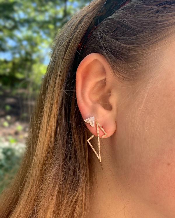 LuvMyJewelry Electric Spark Zig Zag Diamond Earrings In 14K Rose Gold Vermeil On Sterling Silver