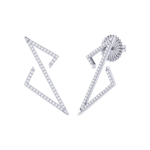 LuvMyJewelry Electric Spark Zig Zag Diamond Earrings in Sterling Silver