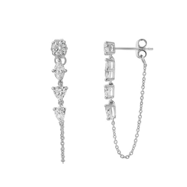 LuvMyJewelry Elenya 14K White Gold Lab Grown Diamond Chain Earrings – 1.25 Ct
