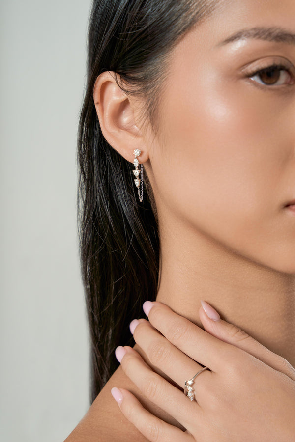 LuvMyJewelry Elenya 14K White Gold Lab Grown Diamond Chain Earrings – 1.25 Ct