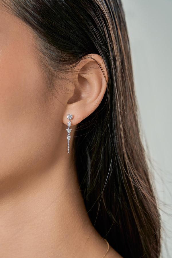 LuvMyJewelry Elenya 14K White Gold Lab Grown Diamond Chain Earrings – 1 Ct