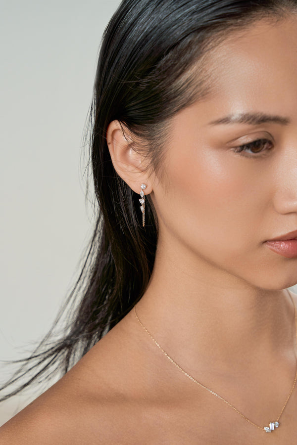 LuvMyJewelry Elenya 14K Yellow Gold Lab Grown Diamond Chain Earrings – 1 Ct