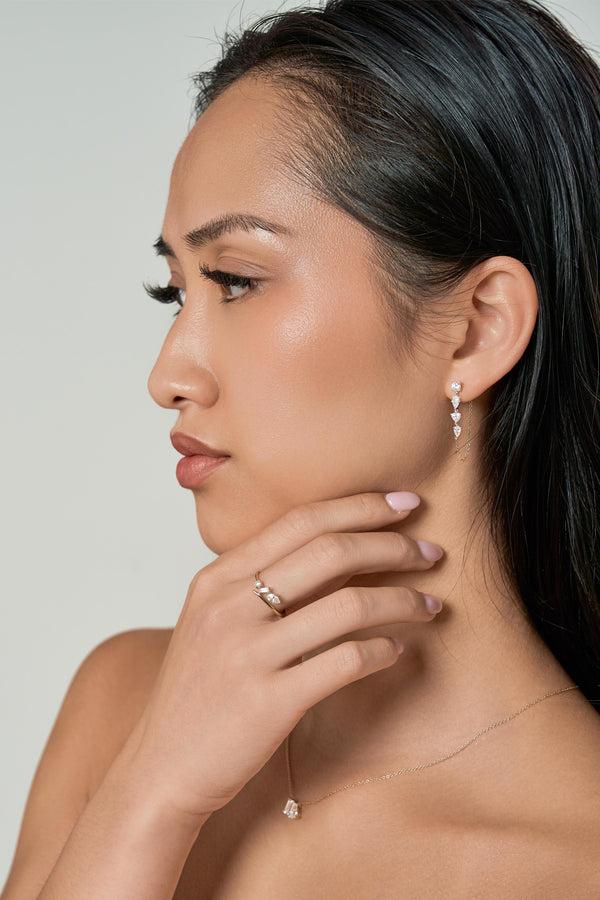 LuvMyJewelry Elenya 14K Yellow Gold Lab Grown Diamond Chain Earrings – 1.25