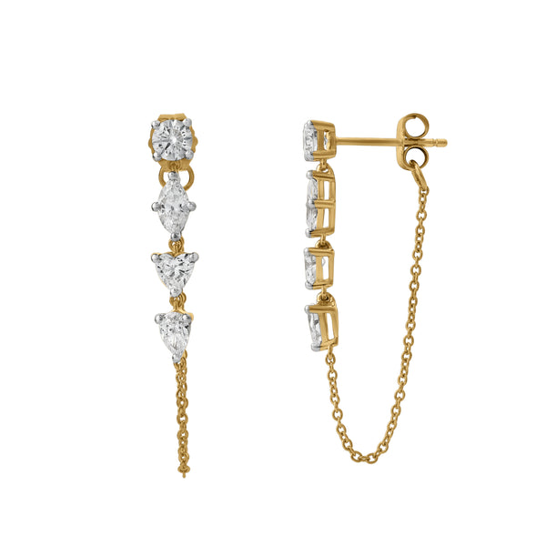 LuvMyJewelry Elenya 14K Yellow Gold Lab Grown Diamond Chain Earrings – 1 Ct