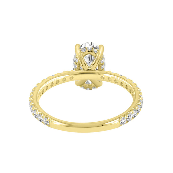 LuvMyJewelry Eliana 14K Yellow Gold Oval Lab Grown Diamond Hidden Halo Engagement Ring - 2 Ct
