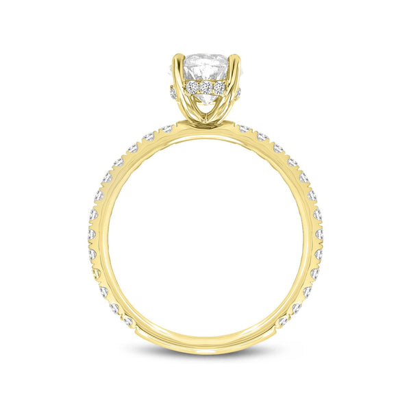 LuvMyJewelry Eliana 14K Yellow Gold Oval Lab Grown Diamond Hidden Halo Engagement Ring - 2 Ct