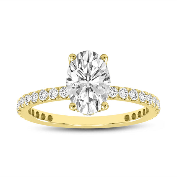LuvMyJewelry Eliana 14K Yellow Gold Oval Lab Grown Diamond Hidden Halo Engagement Ring - 2 Ct