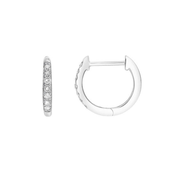 LuvMyJewelry Elina 14K White Gold Diamond Huggie Hoop Earrings – 0.12 CTW