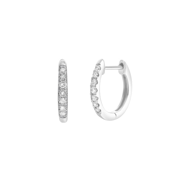 LuvMyJewelry Elina 14K White Gold Diamond Huggie Hoop Earrings – 0.12 CTW
