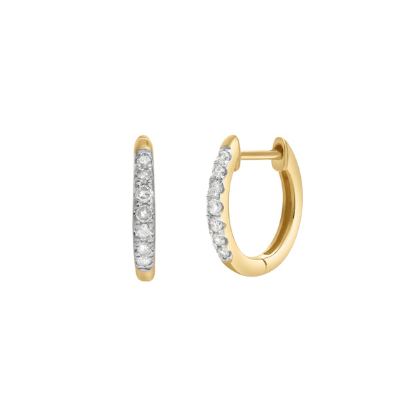 LuvMyJewelry Elina 14K Yellow Gold Diamond Huggie Hoop Earrings – 0.12 CTW
