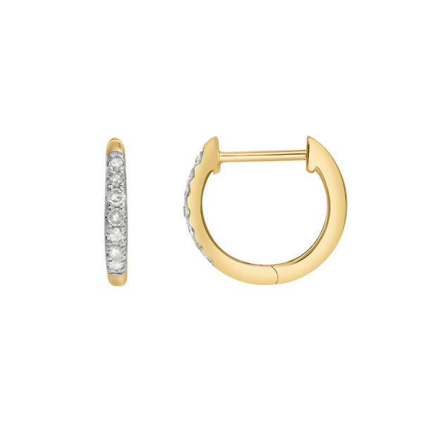 LuvMyJewelry Elina 14K Yellow Gold Diamond Huggie Hoop Earrings – 0.12 CTW
