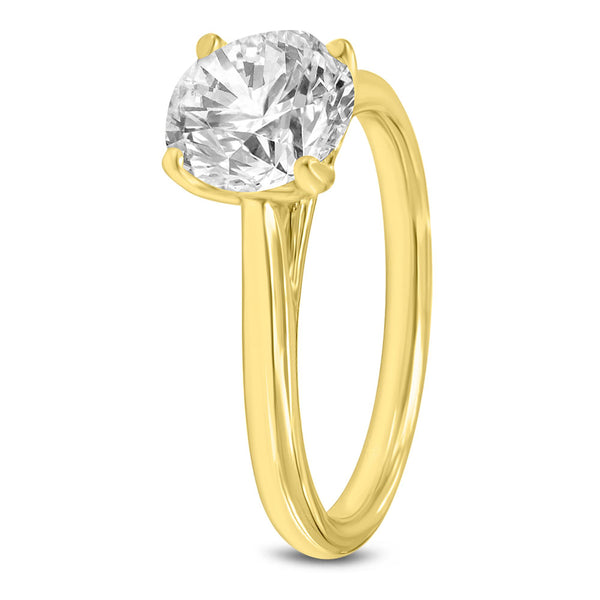 LuvMyJewelry Elise 14K Yellow Gold Round Cut Lab Grown Round Diamond Solitaire Engagement Ring - 2.1 Ct