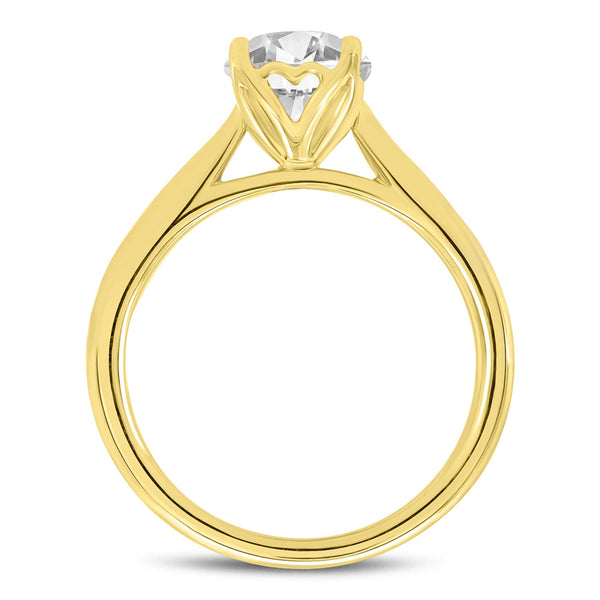 LuvMyJewelry Elise 14K Yellow Gold Round Cut Lab Grown Round Diamond Solitaire Engagement Ring - 2.1 Ct