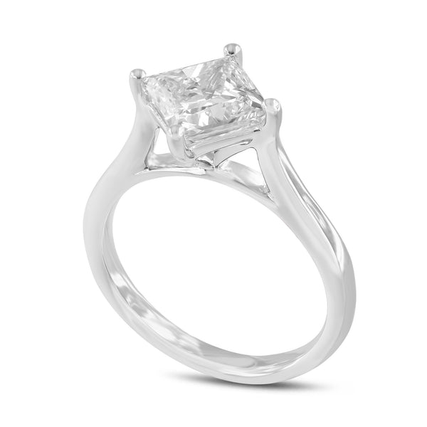 LuvMyJewelry Elitsa 14K White Gold Princess Cut Lab Grown Diamond Solitaire Engagement Ring - 2.1 Ct