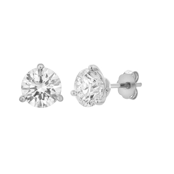 LuvMyJewelry Ellipse 14K White Gold Lab Grown Round Solitaire Diamond Earrings - 2 Cts