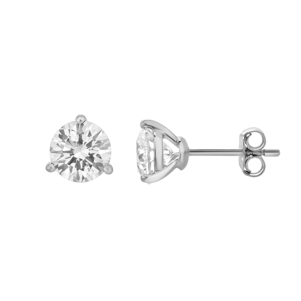 LuvMyJewelry Ellipse 14K White Gold Lab Grown Round Solitaire Diamond Earrings - 2 Cts